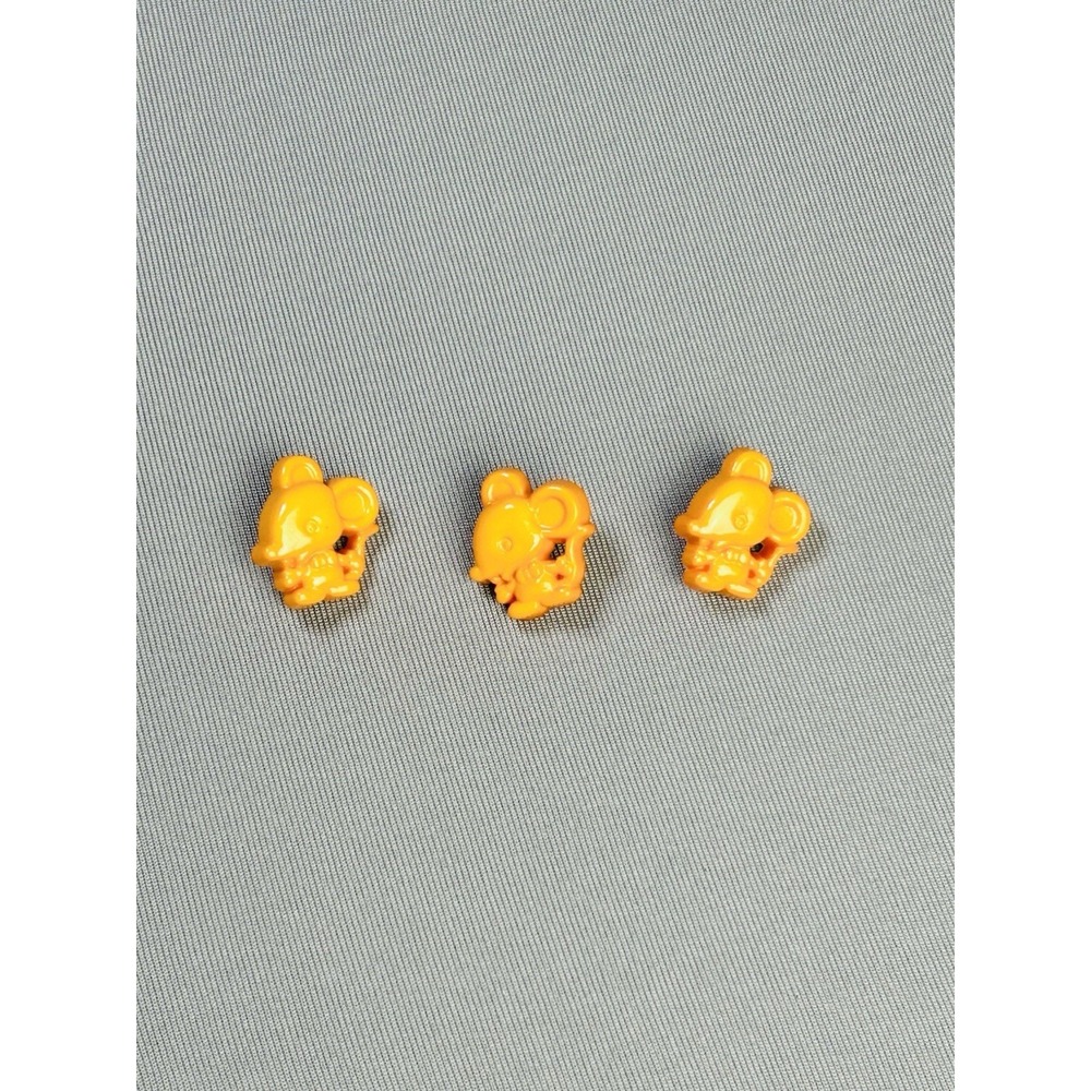 Vintage Orange Mouse Novelty Kids‎ Sewing Buttons Set Of 3 Mice